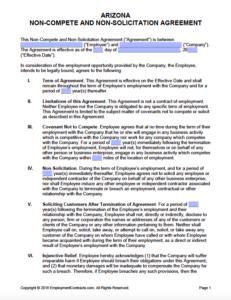 Arizona NonCompete NonSolicitation Agreement PDF Word