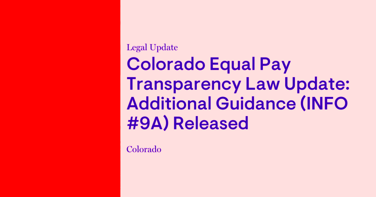 Colorado Equal Pay Transparency Law Update Additional Guidance INFO 