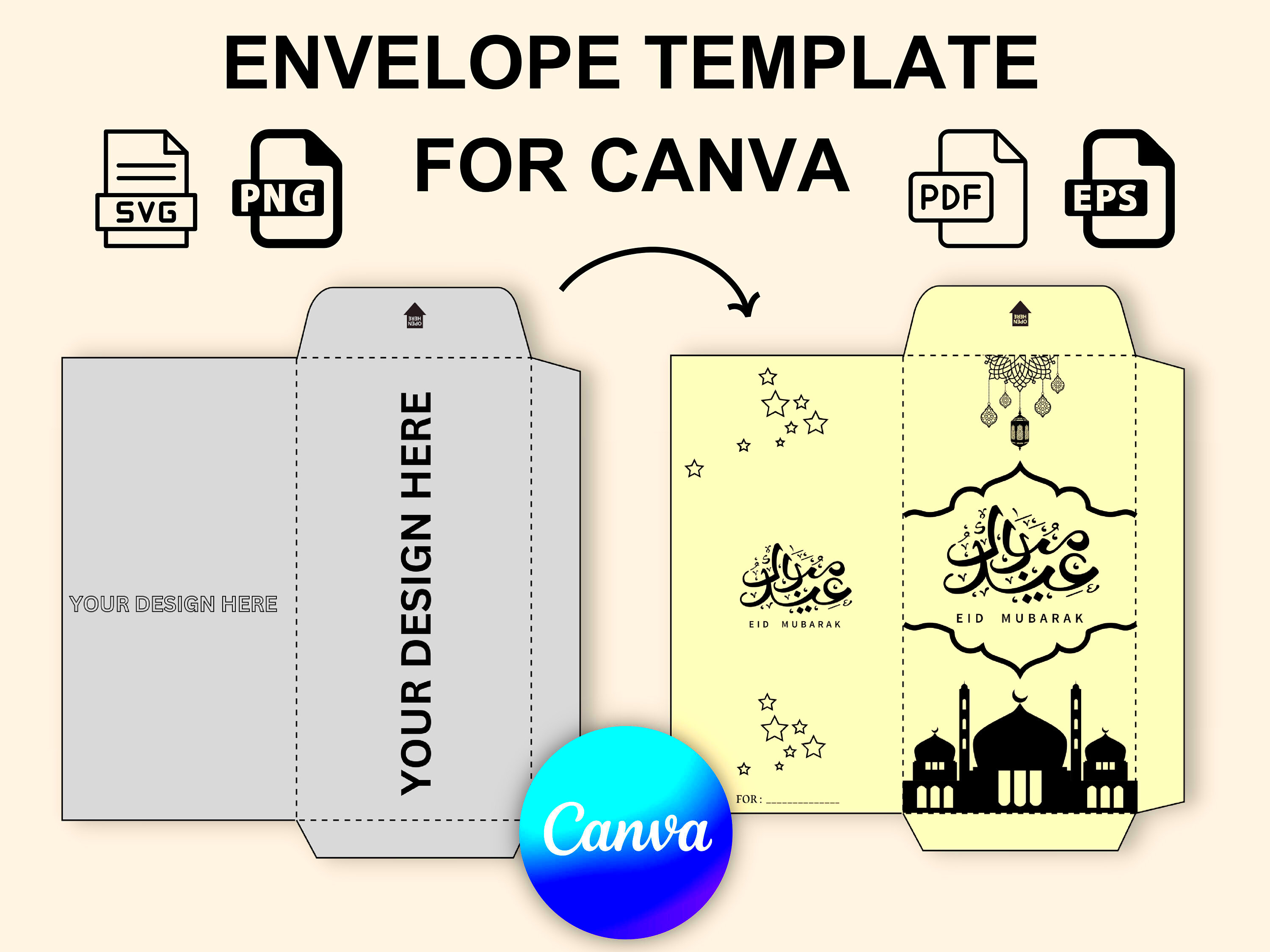 Envelope Template for Canva Fully Customizable on Canva Money Envelope 