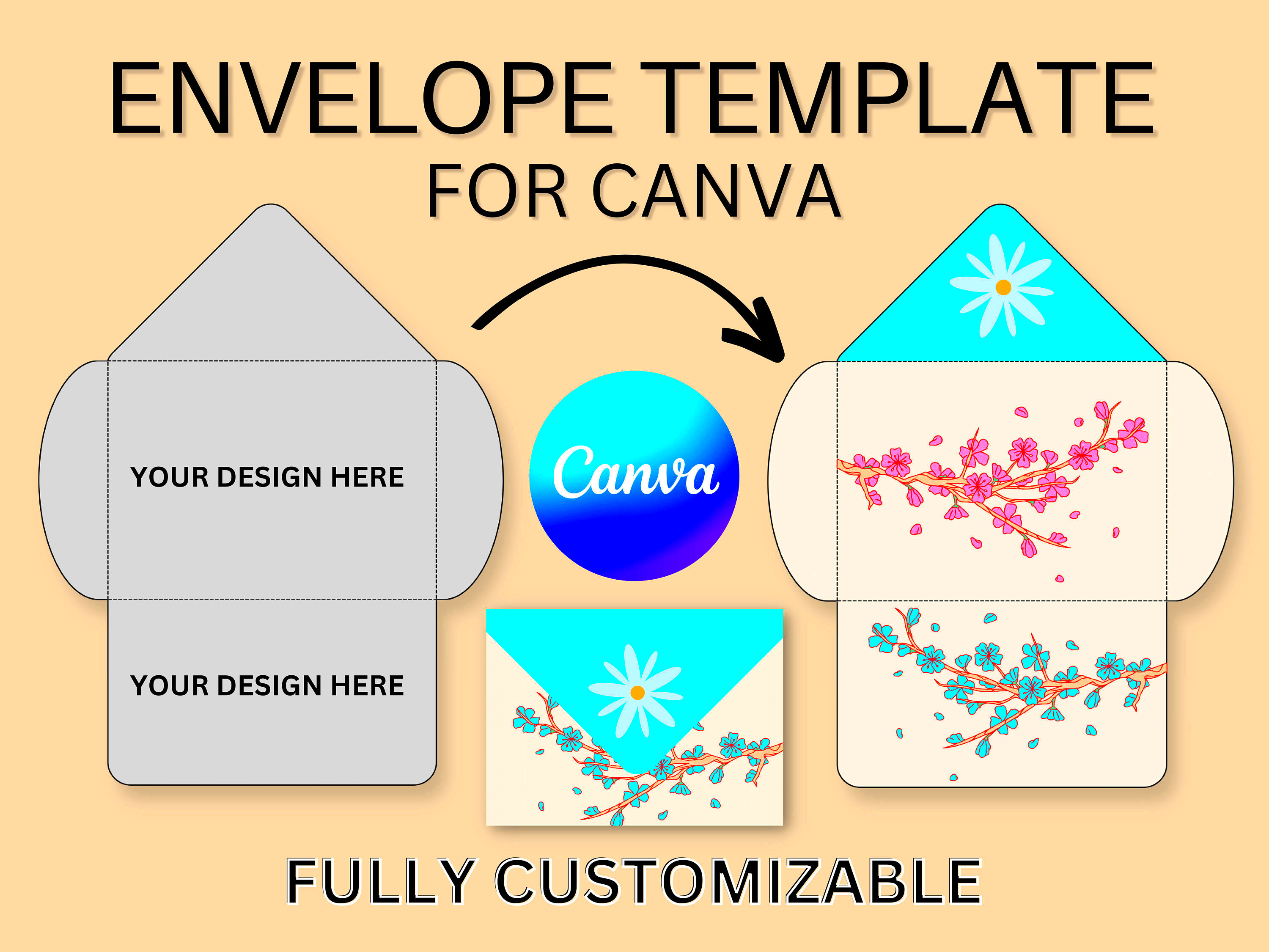 Fully Customizable Envelope Template for Canvacustom Envelopecanva 