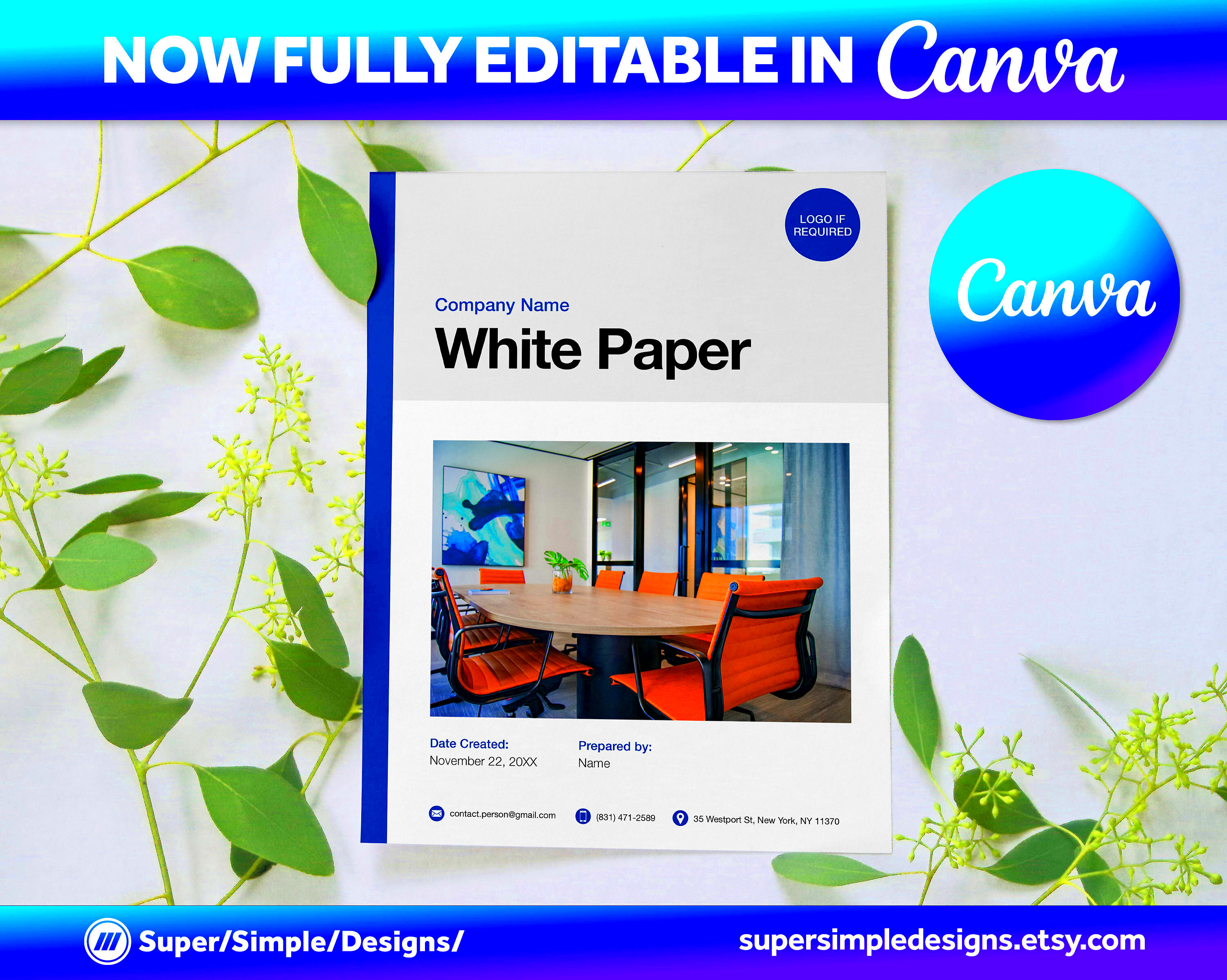 Canva Printable White Paper Template Fully Written White Paper Document 