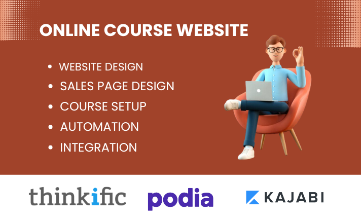 I Will Unleash an Online Course Website on Podia, LearnWorlds, Thinkific, Kajabi 3.0