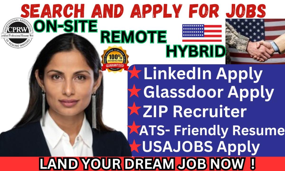 I Will Do Job Search for USAJOBS, LinkedIn, Glassdoor, ZipRecruiter, Onsite and Remote Positions