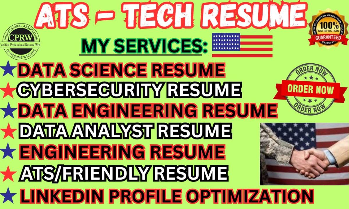 I Will Write ATS-Optimized Resumes for Tech Roles: Cybersecurity, Data Science, Data Analyst & DevOps