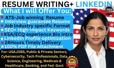 I Will Write ATS Resume, Federal Resume, Cover Letter, ECQ Professional Resume Writing
