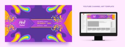 Gradient Holi YouTube Channel Art – Free Download