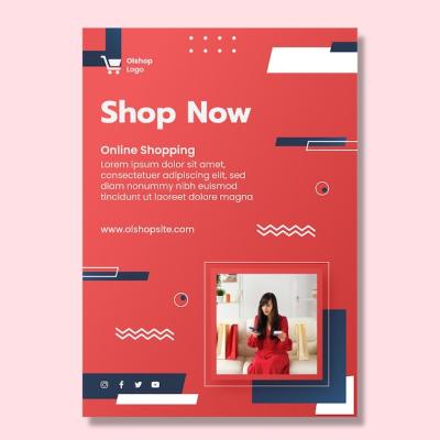 Online Shopping Vertical Poster Template – Free Download