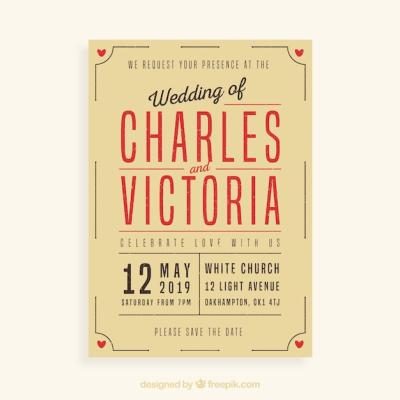 Vintage Style Wedding Invitation – Free Download