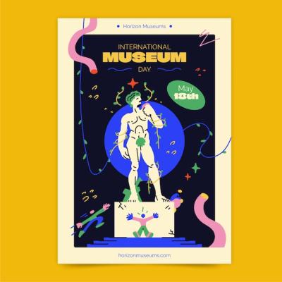 Flat Vertical Poster Template for International Museum Day – Free Download