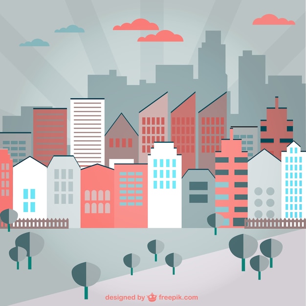 Colorful Urban Background Vector Template – Free Download