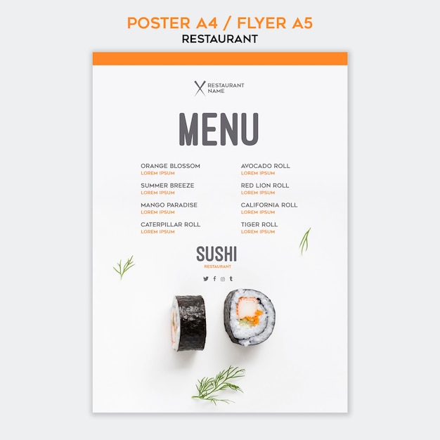 Flyer Template for Sushi Restaurant – Free Download