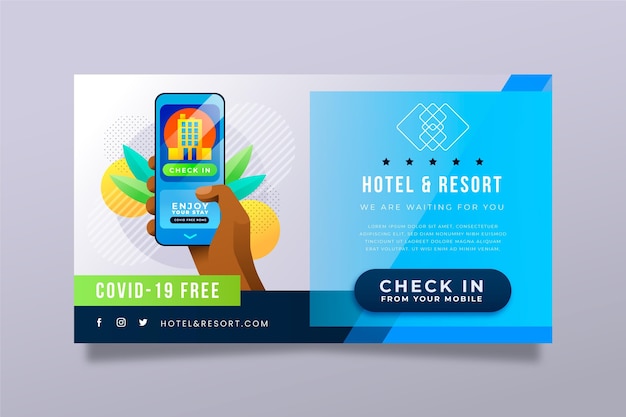 Creative Gradient Hotel Banner Template – Free Download