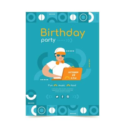 Flat Style Mosaic Birthday Poster Template – Free Download