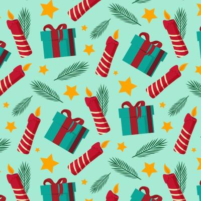 Flat Christmas Season Pattern Design – Free Download