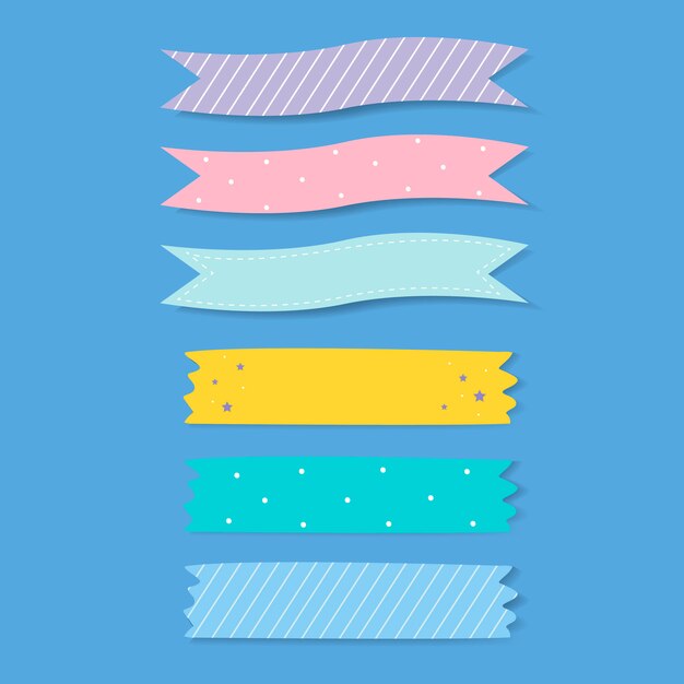 Colorful Patterned Adhesive Tape Vector Set – Free Download