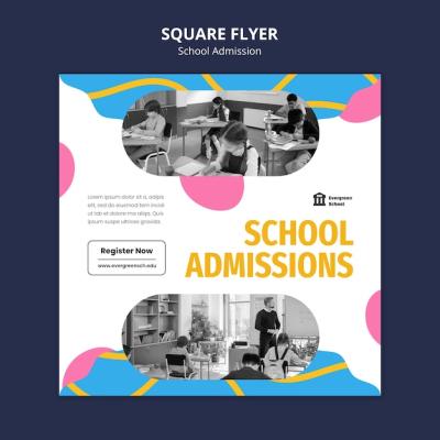 School Admission Square Flyer Template – Free to Download