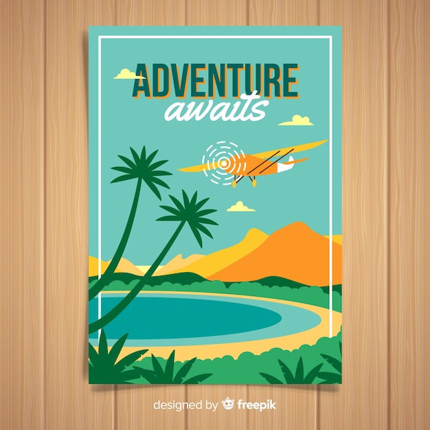 Flat Vintage Promotional Travel Poster – Free Download