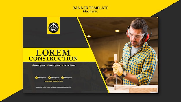 Carpenter Manual Worker Handyman Banner Template – Free Download