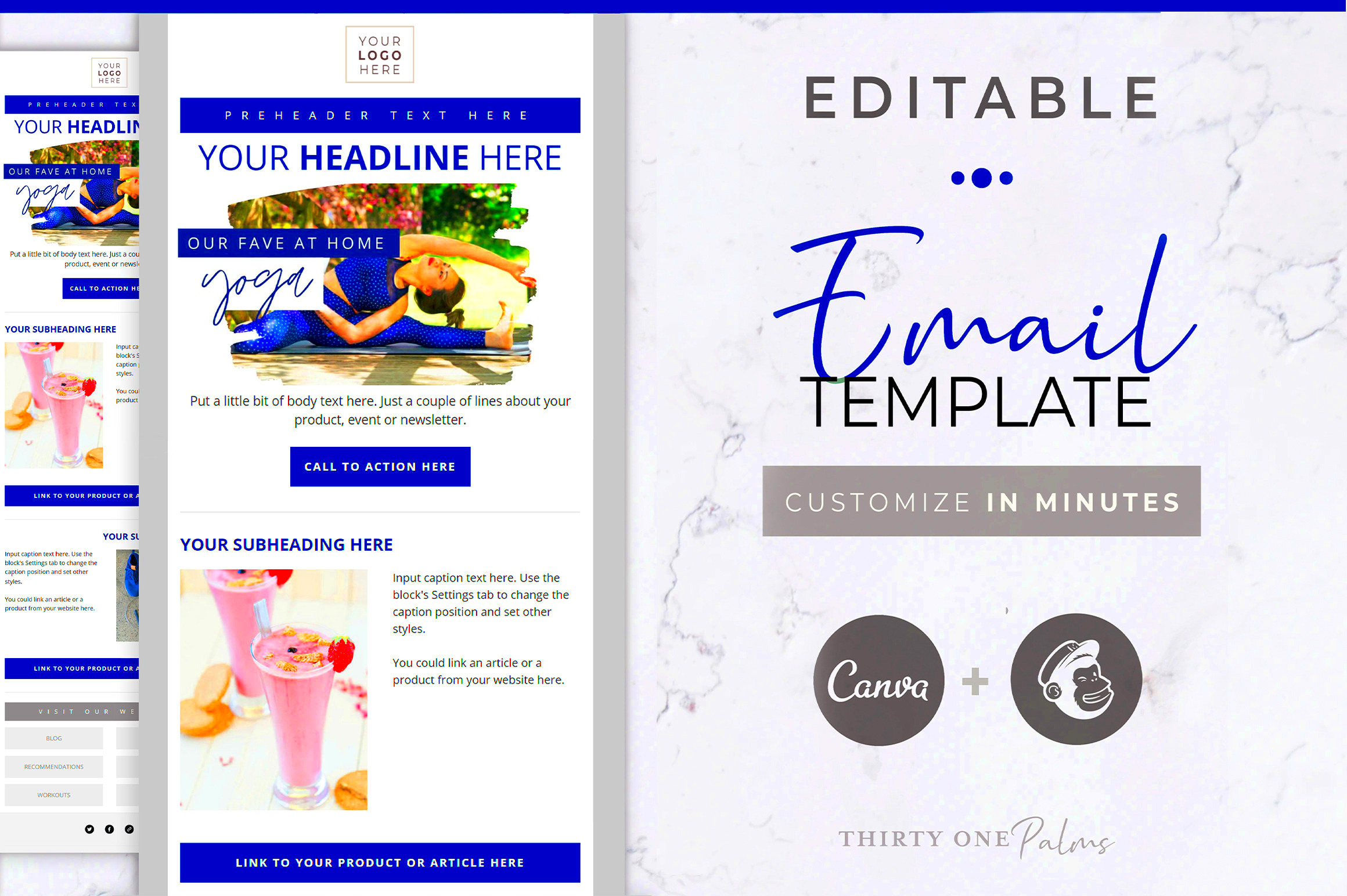 Canva Mailchimp Template Blue Email Templates Creative Market