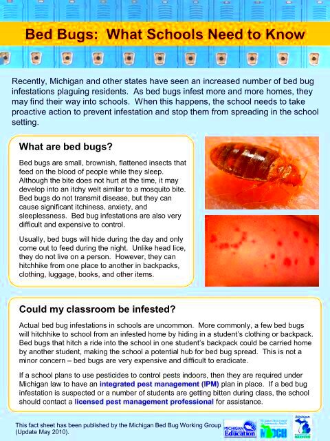 Bed Bugs What Schools Need to Know State of Michigan