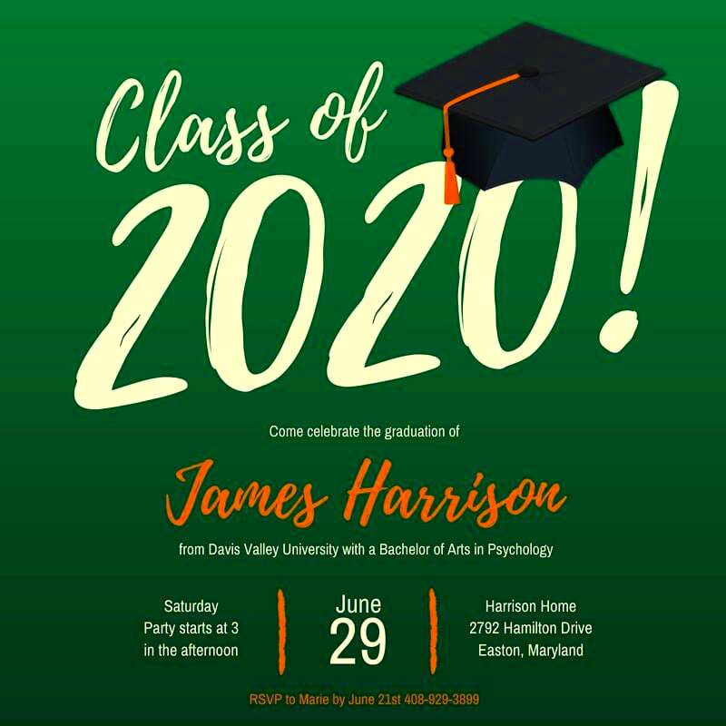 Green Typographic Graduation Party Invitation Templates by Canva