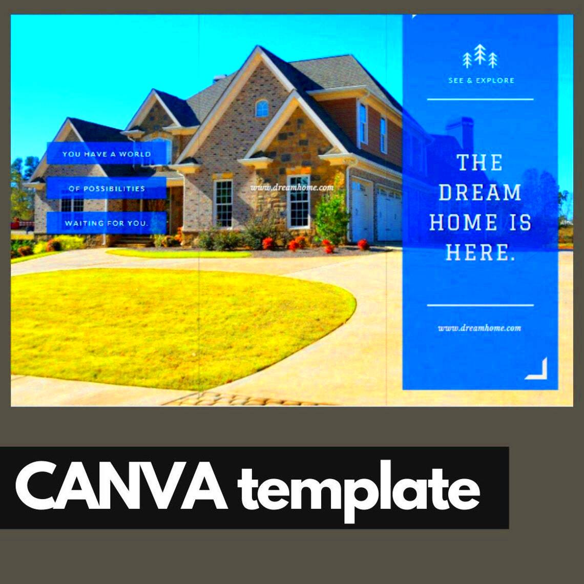 Real estate 3 fold brochure canva template Etsy