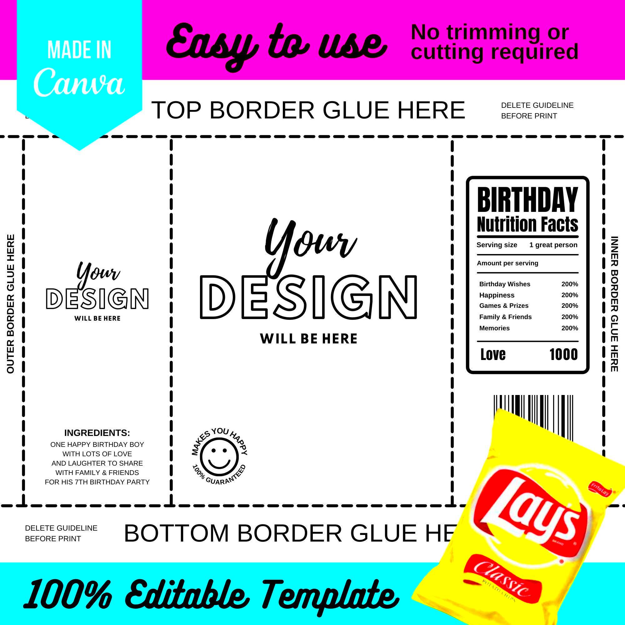 Lays Chip Bag Blank Chip Bag Template Canva Editable DIY Etsy UK