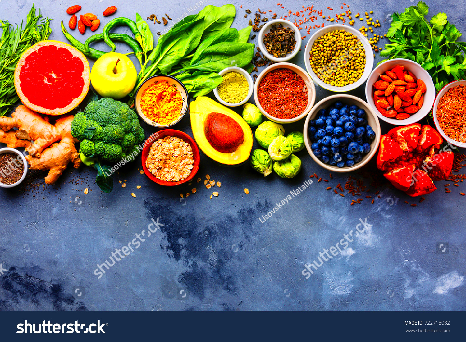 Healthy Food Clean Eating Selection Fruit Stock Photo Edit Now 722718082