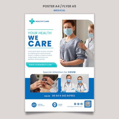 Medical Care Poster and Flyer Template Design – Free Download