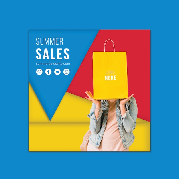 Colorful Triangular Shapes Summer Sales Banner Template – Free Download