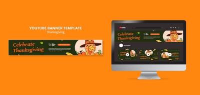 Thanksgiving Celebration Youtube Banner Template – Free Download