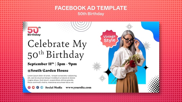 50th Birthday Celebration Facebook Template – Free to Download