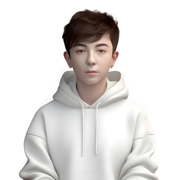 Teenager in a White Hoodie – 3D Rendering | Free Stock Photo, Download Free