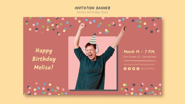 Colorful Senior Birthday Invitation Banner – Free Download