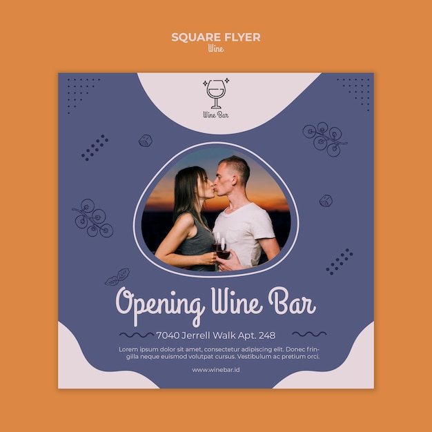 Wine Shop Square Flyer Template – Free Download