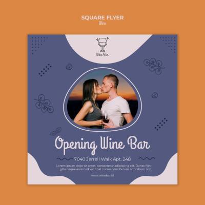 Wine Shop Square Flyer Template – Free Download