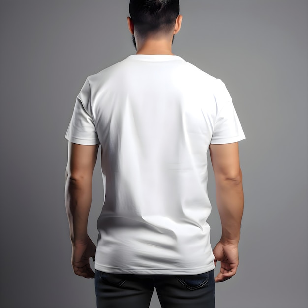 Male T-Shirt Mockup – Front View on Grey Background for Free Download