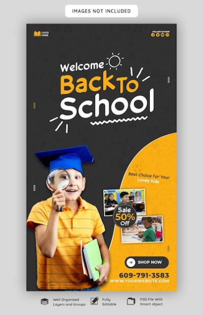 Back to School Instagram and Facebook Story Template – Download Free Stock Photo