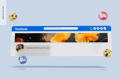 Facebook Profile Post Mockup with Icons – Free Download