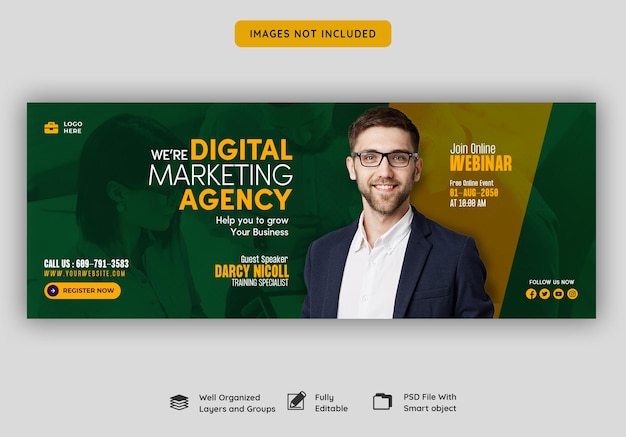 Digital Marketing Live Webinar and Corporate Facebook Cover Template – Free Download