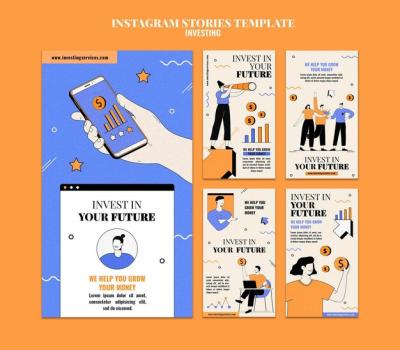 Illustrated Instagram Stories Template for Investment – Free Download