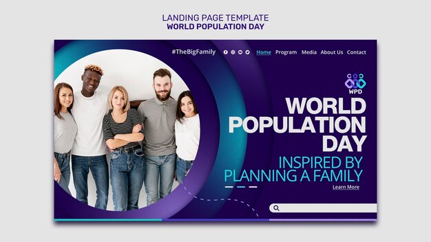 World Population Day Landing Page Template – Free Download