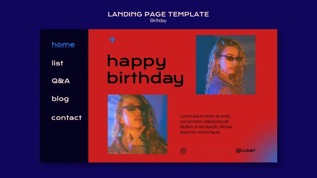 Flat Design Birthday Celebration Landing Page – Free Download