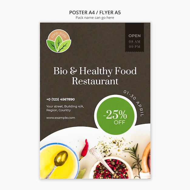 Healthy Food Restaurant Poster Template – Free Download