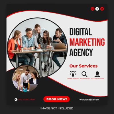 Digital Marketing Live Webinar and Corporate Social Media Post Template – Free Download