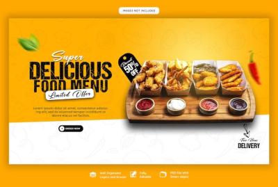 Food Menu and Restaurant Web Banner Template – Free Download