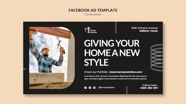 Construction Project Facebook Template – Free Download