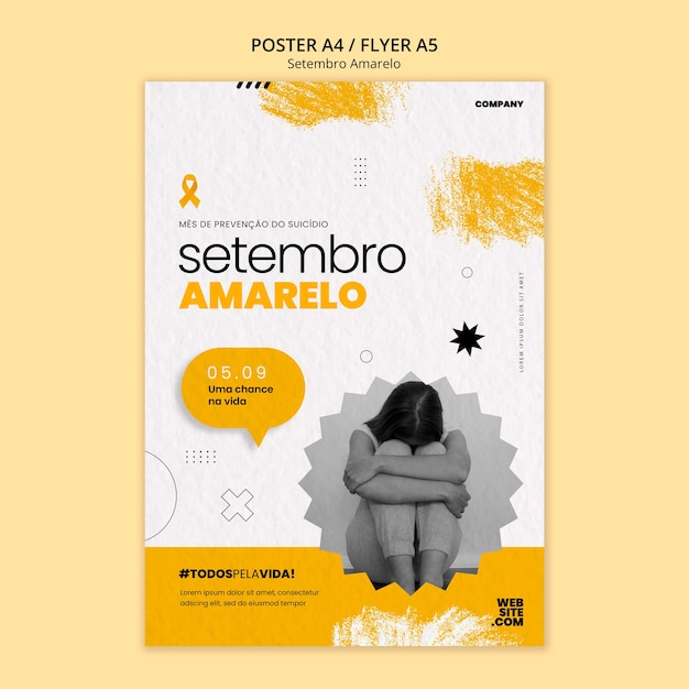 Vertical Poster Template for Brazilian Suicide Prevention Awareness Campaign – Free Download