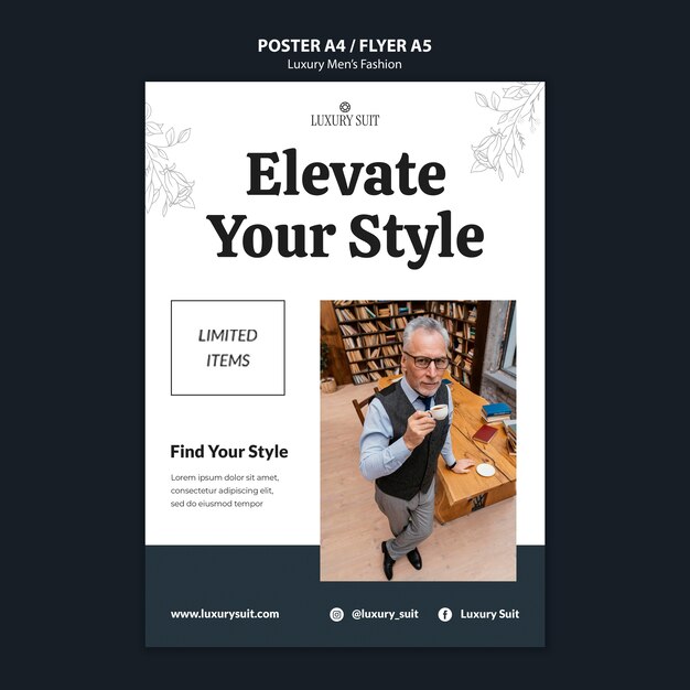 Luxury Men’s Fashion Poster Template – Free to Download