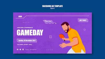 Flat Design Playing Sport Facebook Template – Free Download